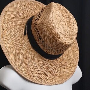 Men's Woven Straw Hat with Black Band